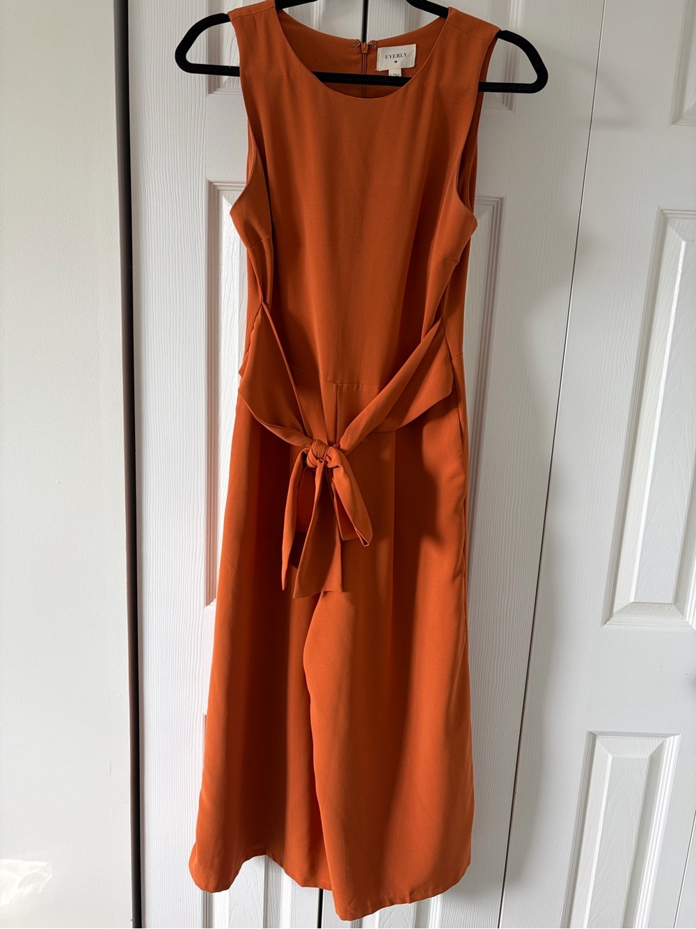 Everly Midi Romper with Waist Tie in Orange Size Small Like New